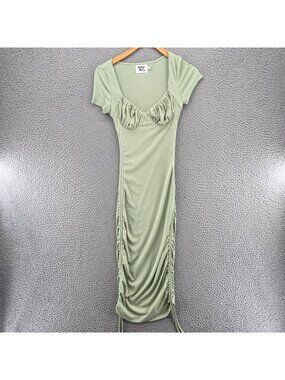 Princess Polly Dress Womens 2 Green Bodycon Midi Sweetheart Ruched Cap Sleeves